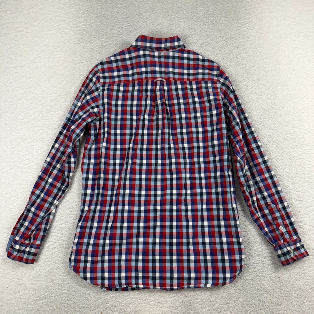 Lacoste Boys Button Up Red Blue Plaid Size 14 Premium Dress Shirt Long Sleeve - Picture 6 of 7